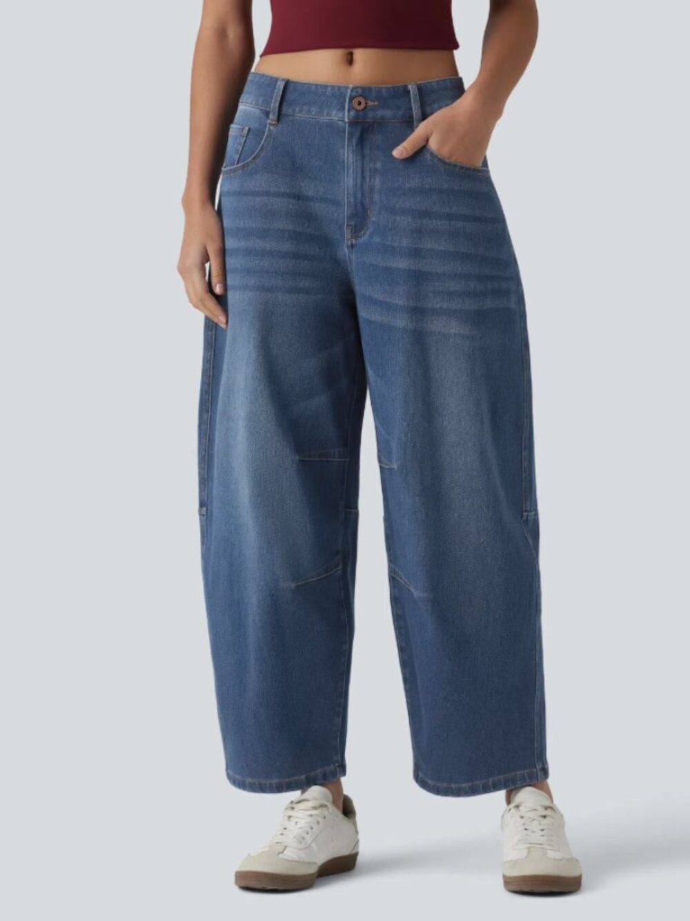 Halara - Low Rise Barrel Leg Jeans